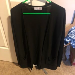 Black open cardigan